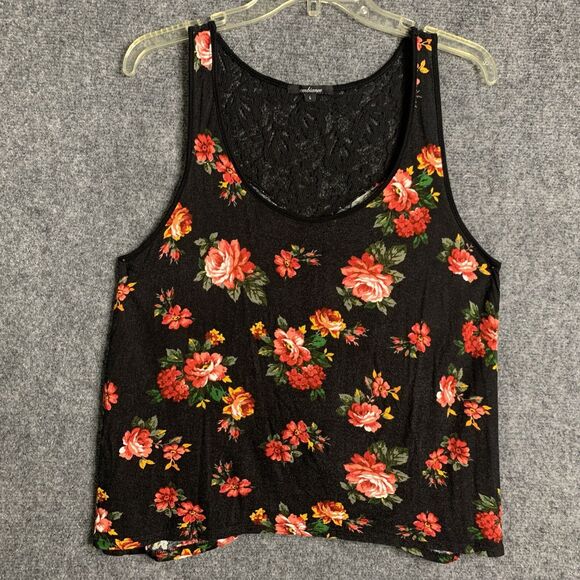 Ambiance Tank Top Lace Floral Rose Garden Size L Keyhole Back Tie Back at Waist - Picture 1 of 10